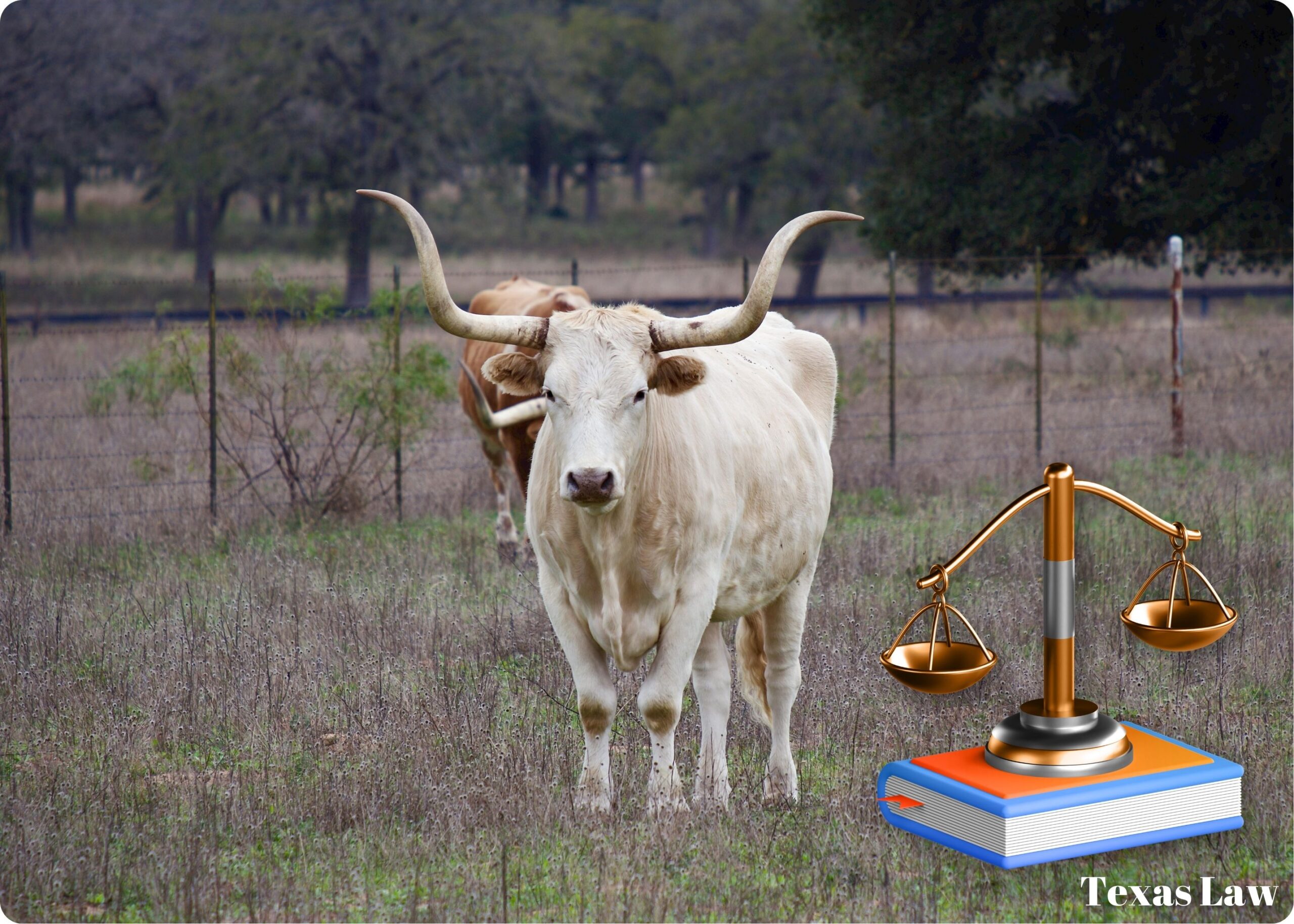 Iconic Texas Longhorn cow against a backdrop of the vast Texas landscape, symbolizing the unique legal terrain of Texas foreclosure laws.